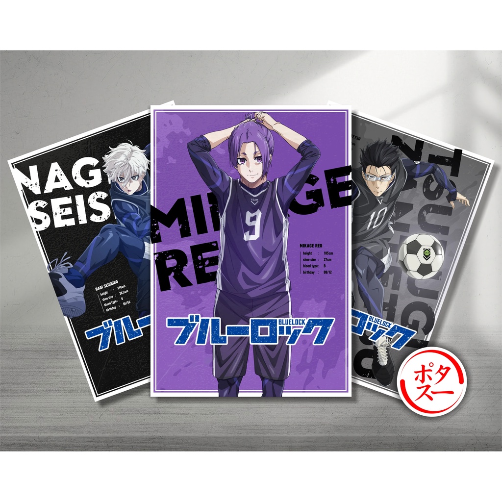 Koleksi Poster A5 Anime Blue Lock - Isagi Bachira Chigiri