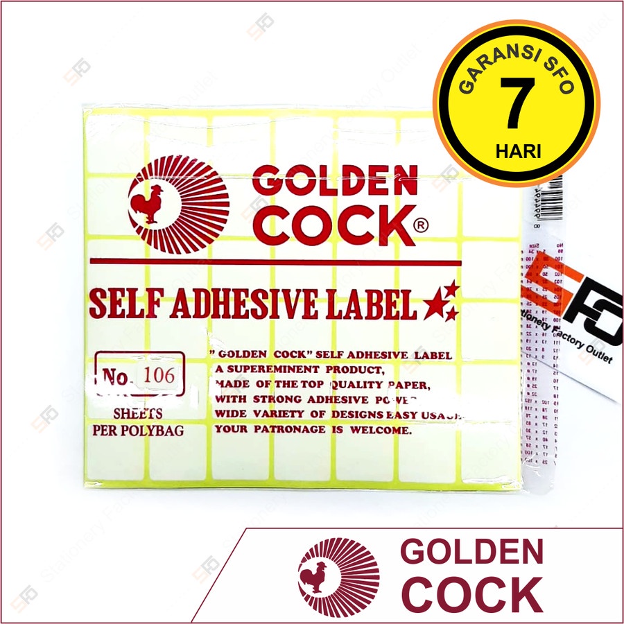 

Label Sticker Golden Cock 106 (25x25mm) - SFO Semarang Official