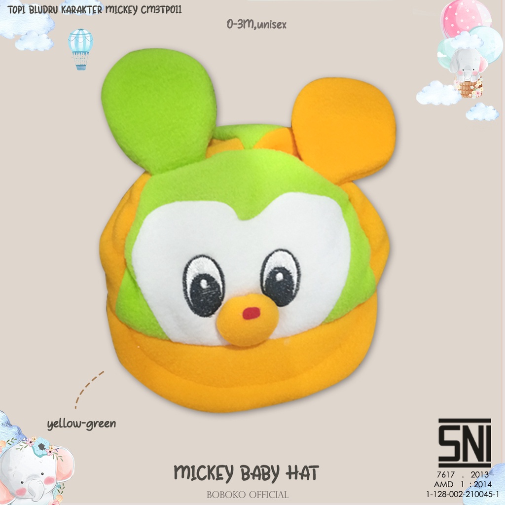 BOBOKO Topi Bayi Karakter Mckey 0-3bulan