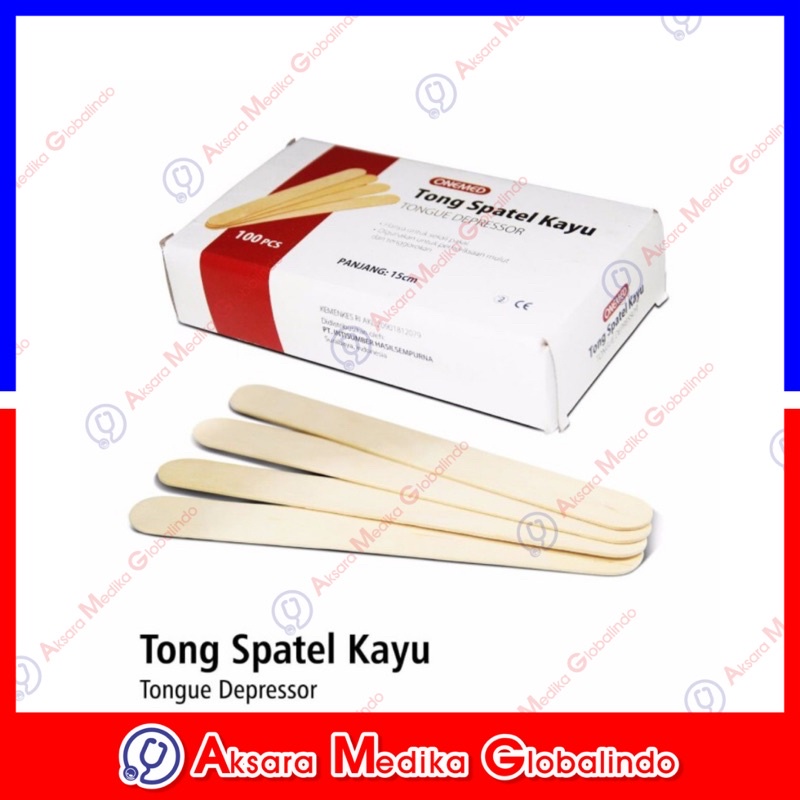 Tong Spatel Kayu Sudip Lidah Tongue Spatula Onemed Pak isi 100s #AMG