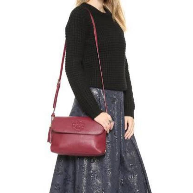 TORY BURCH Thea Messenger Bag crossbody slingbag selempang original authentic asli maroon merah