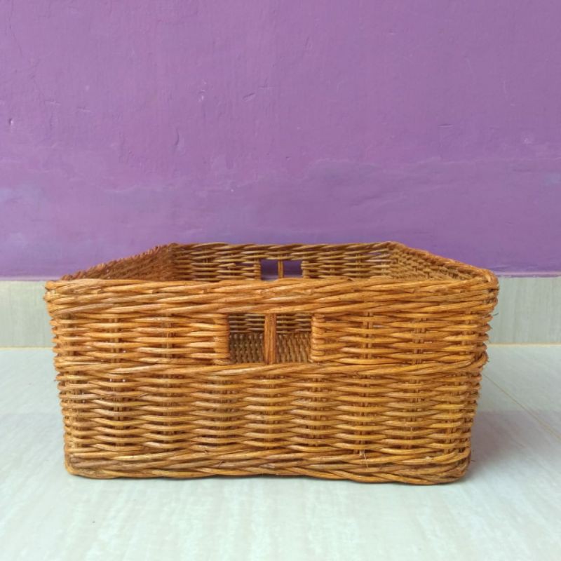 Keranjang rotan nampan besar parcel seserahan sovenir penyimpan aqua barang  36x27x12 cm