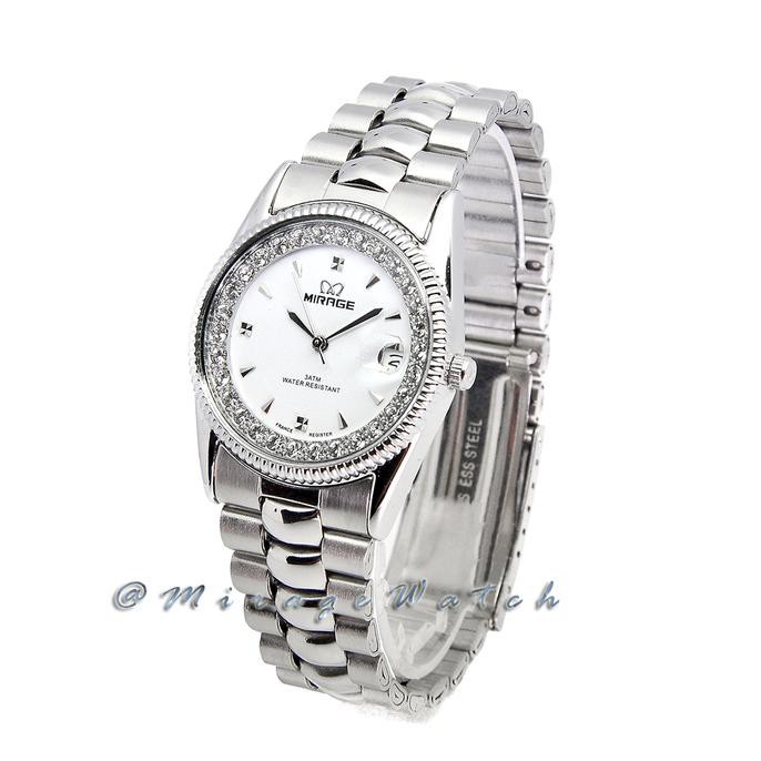Jam tangan Wanita Mirage Permata Original Silver