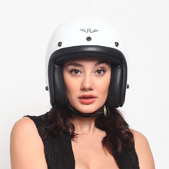 Helm Retro Doja White Glossy ( Half Face / Bogo / Klasik / Sada )