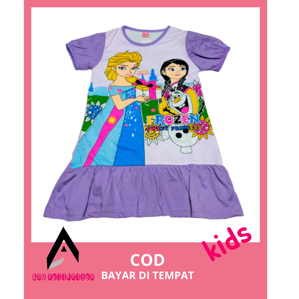 Baju Anak Perempuan Usia 4-10 Tahun Daster Anak Perempuan FROZEN