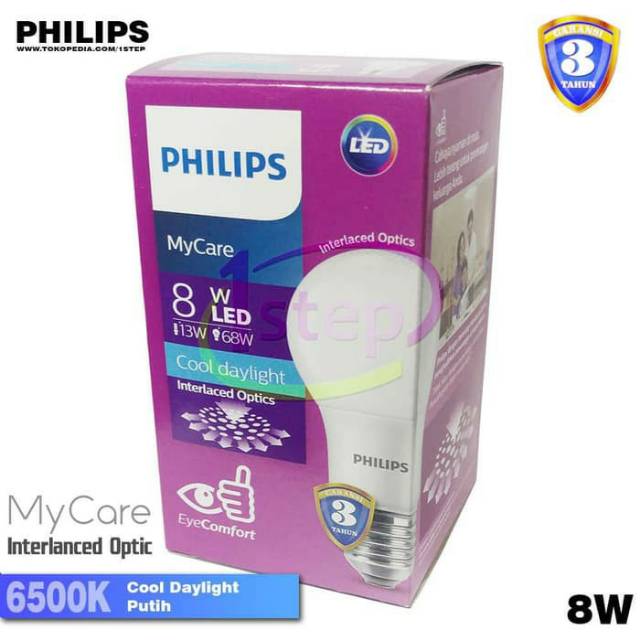 Lampu Bohlam LED PHILIPS 8W 8 Watt Cool Daylight Putih