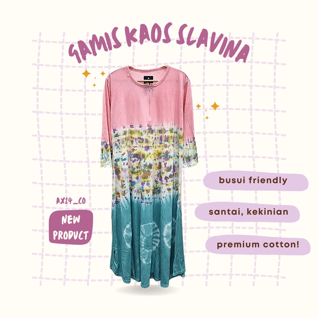 Gamis Wanita Rumahan Santai Premium | Gamis Dress Wanita Panjang Bahan Kaos Tie Die | Gamis Adem | D