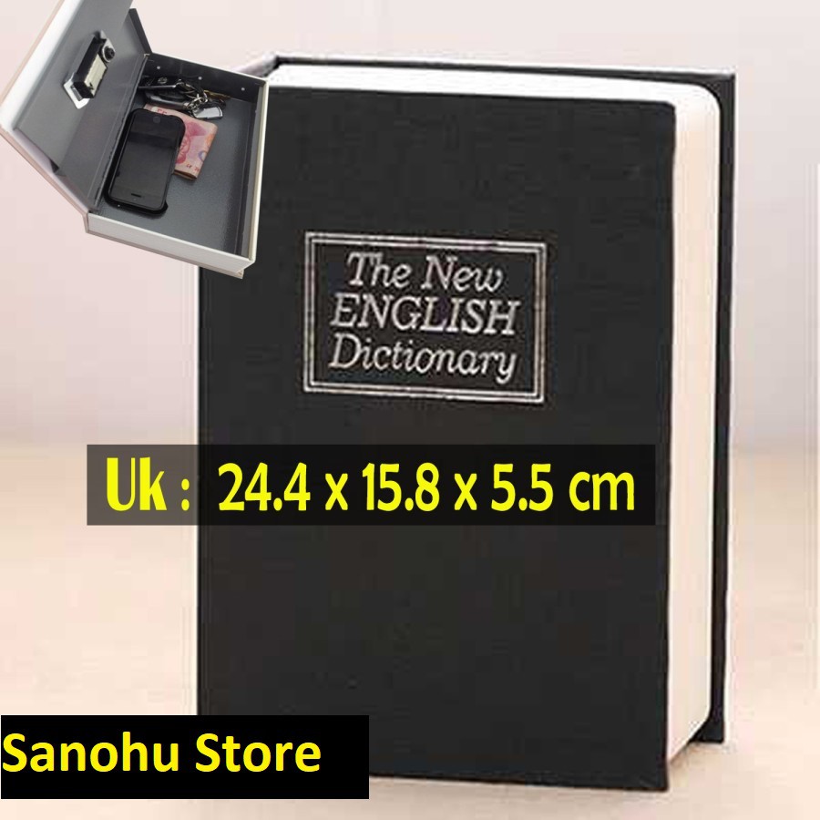 Brankas Mini Model Buku Kamus / Kotak Rahasia / Brankas Buku