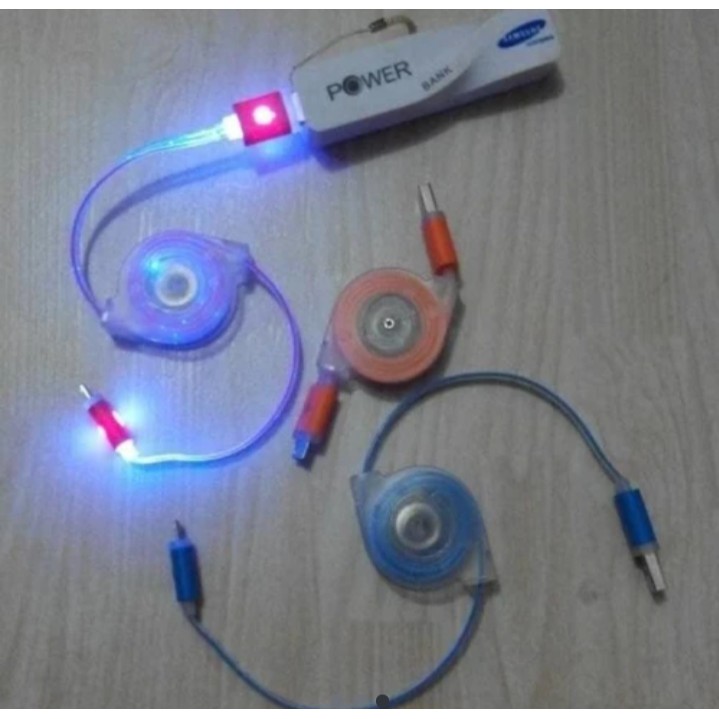 KABEL DATA TARIK NYALA LAMPU LED SMILE BISA digunakan CAS HP USB PORTABLE