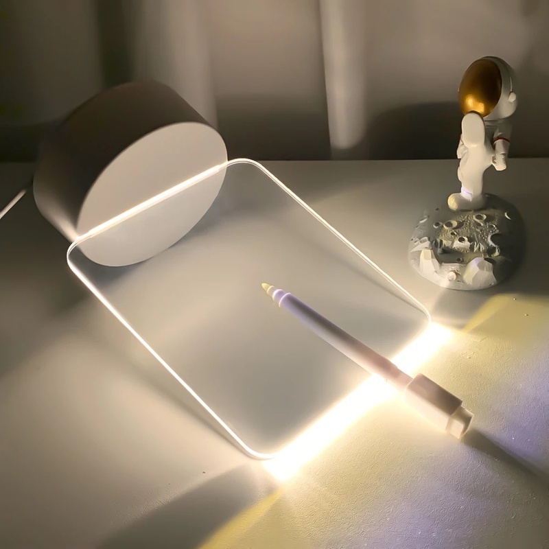 Lampu Malam LED USB Charging Bentuk Notepad Bahan Akrilik Hemat Energi Untuk Dekorasi Kamar Tidur