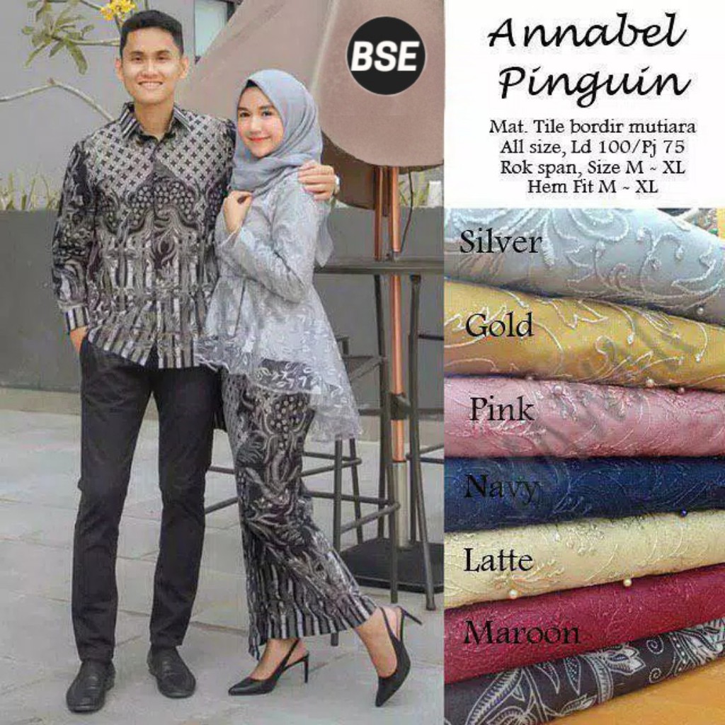 Baju Cople Annabel Pinguin Original Seno Estu - Baju batik Cople -Batik Cople Brukat Tille Mutiara