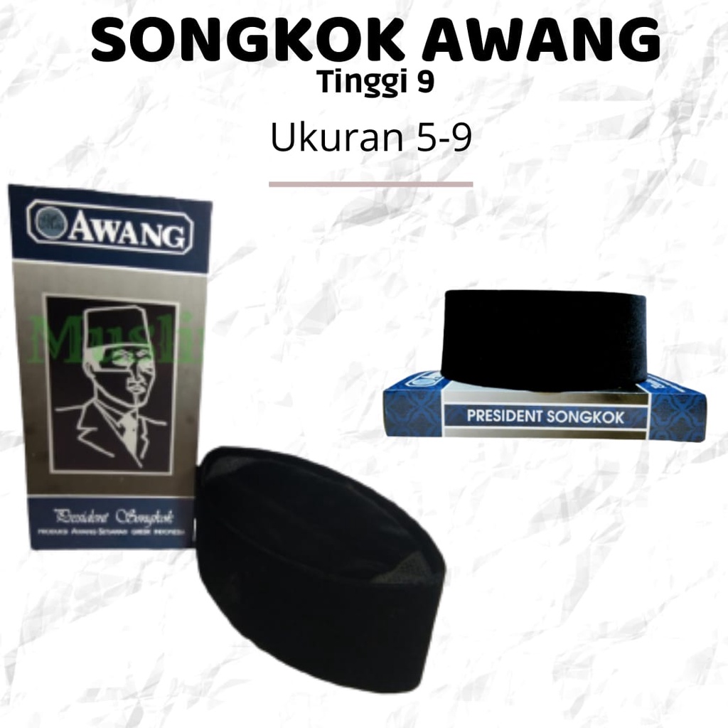 Songkok Awang / Songkok Hitam / Peci Hitam / Kopyah Hitam / Kopiah Hitam / Awang / Peci Awang Tinggi