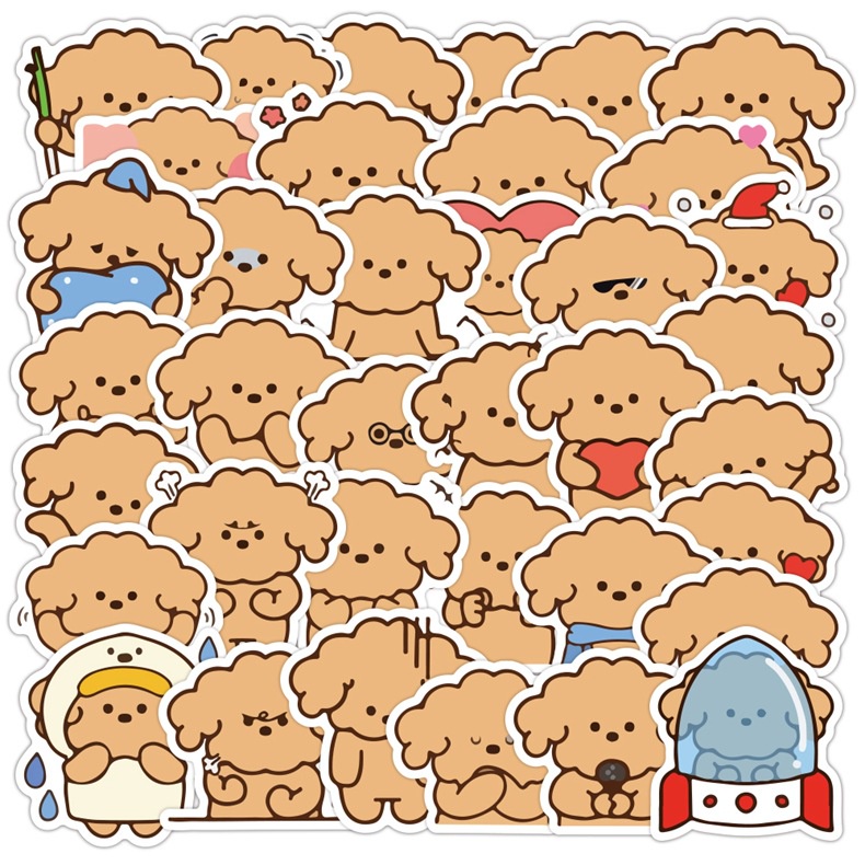 40 lembar poodle stiker lucu kartun teddy anjing Jurnal material anak Telepon Kasus tangan Buku stik