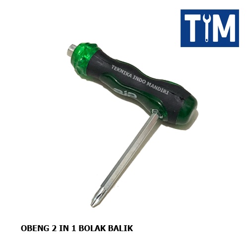 Obeng 2 IN 1 Bolak Balik Gagang Plastik / Obeng Plus Minus 4 INCH