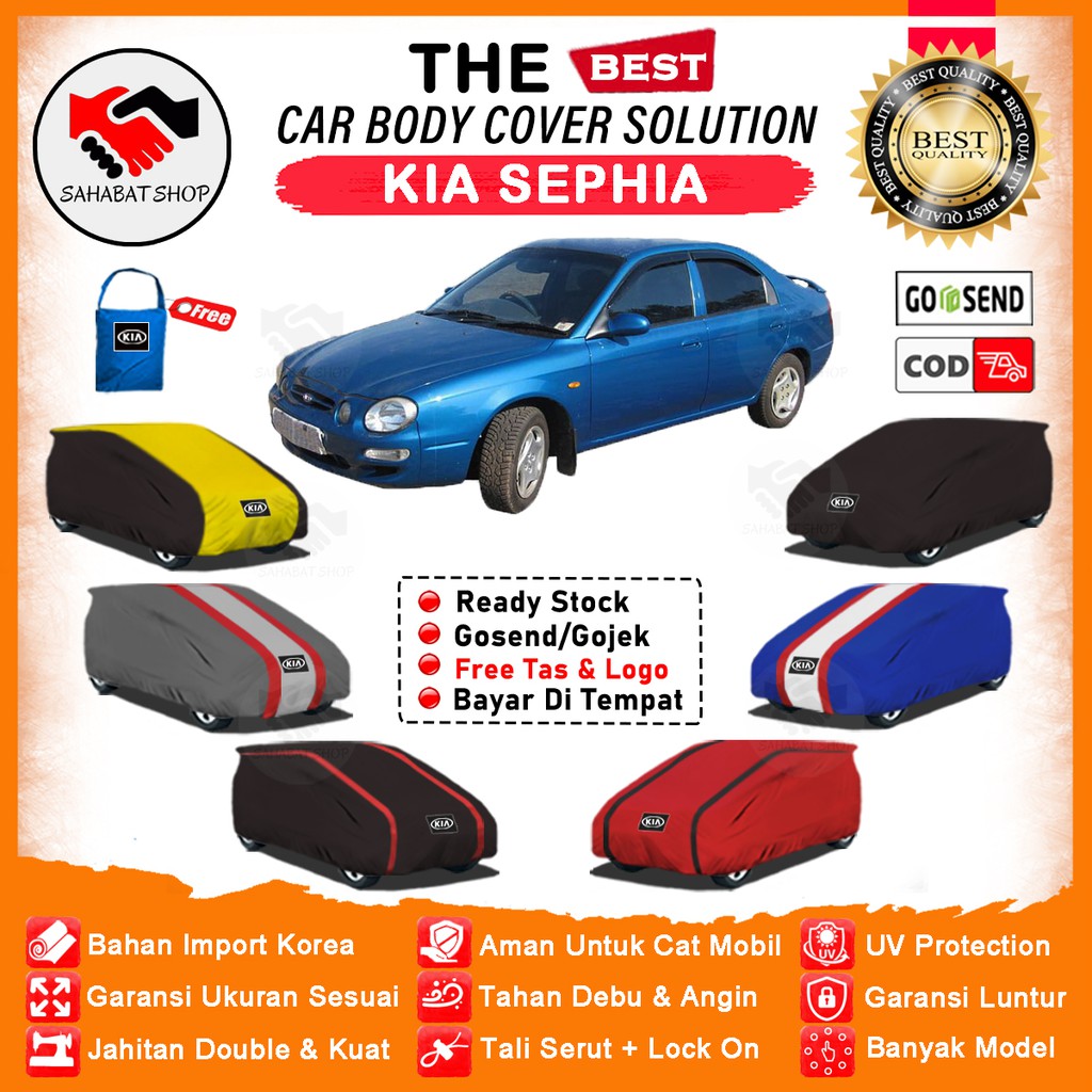 Sahabat Body Cover Mobil Sephia / Sarung Penutup Kia Sephia Outdoor / Selimut Tutup Pelindung Mantel Kerudung Jas Mantol Kelambu Pembungkus Kerodong Bungkus Terpal Tutupan Mobil Sedan Sephia Waterproof Anti Air Model Orange