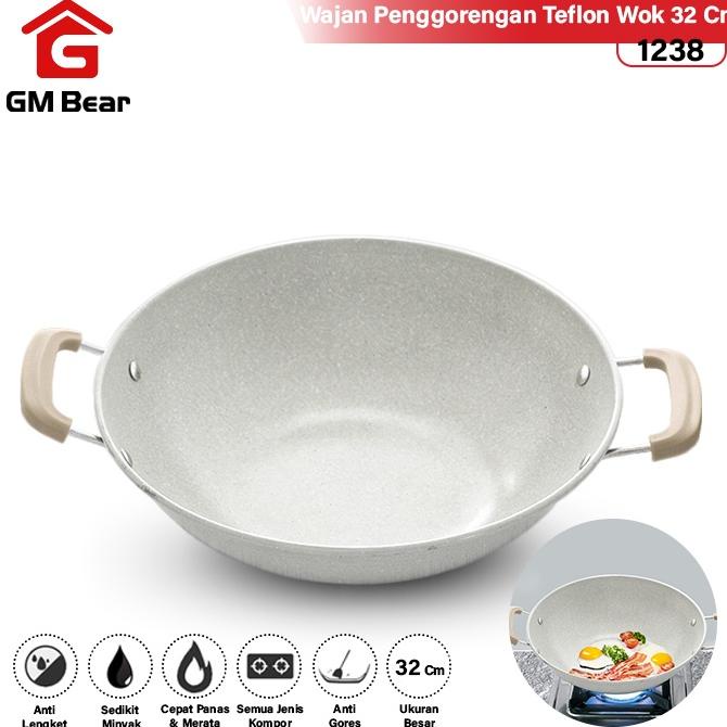 Gm Bear Wajan Penggorengan Teflon 32Cm - Wok Pan 32Cm . , ..