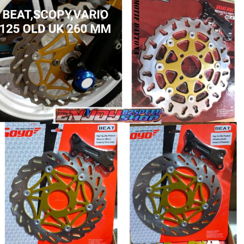 Disc piringan cakram depan variasi plus breket 260 mm untuk all beat scopy vario 125 old model copy psm ktc daytona