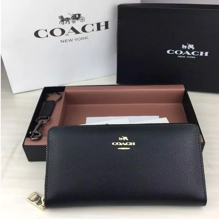 Coach Wallet Accordion Zip Wallet Leather Black - Dompet Coach ORIGINAL Asli Authentic 100%