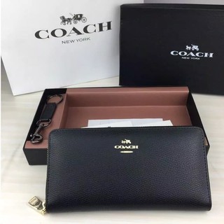 Coach Wallet Accordion Zip Wallet Leather Black Dompet 