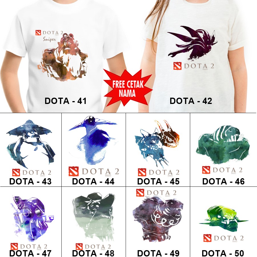 Baju Kaos ANAK DAN DEWASA DOTA COUPLE (FREE NAMA)