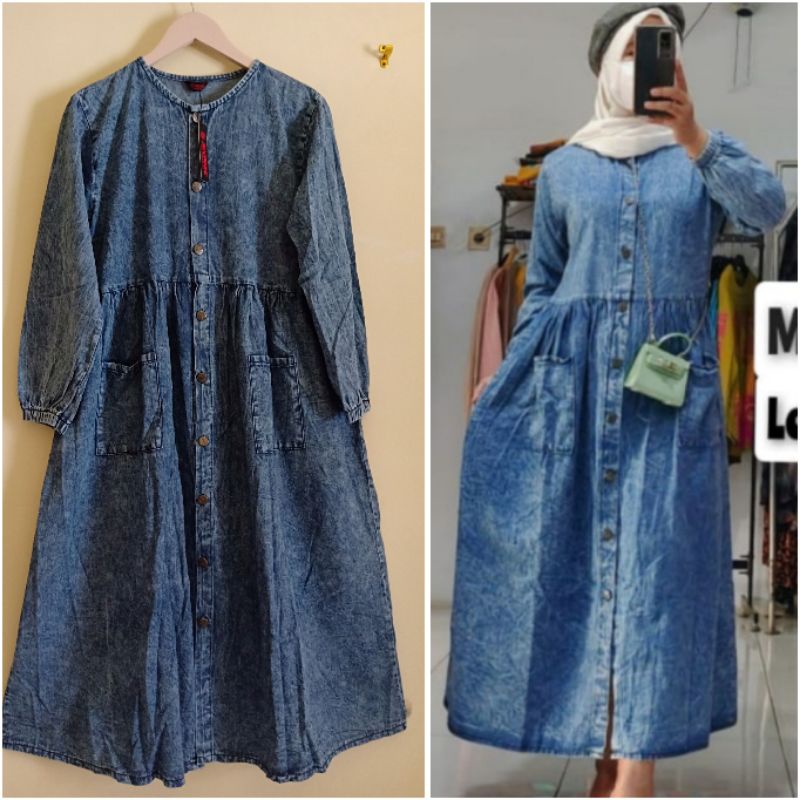 gamis midi dress snow jeans jevanni