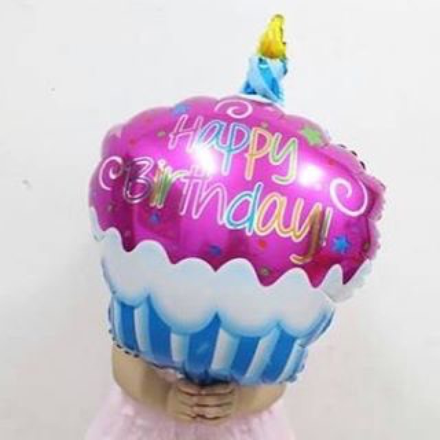 Balon foil cupcake hbd jumbo - balon hbd cupcake jumbo - balon foil hbd - balon ultah