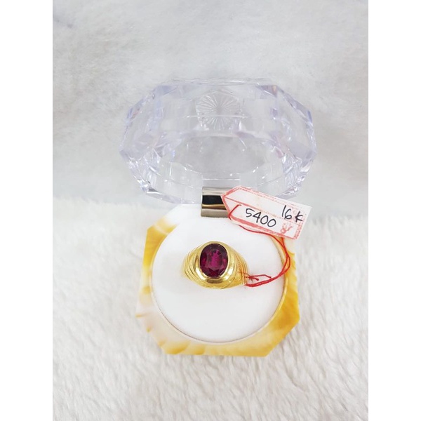 CLK2142F327F cincin pria model eropa permata kristal merah delima emas kuning asli berat 5.400 no 19