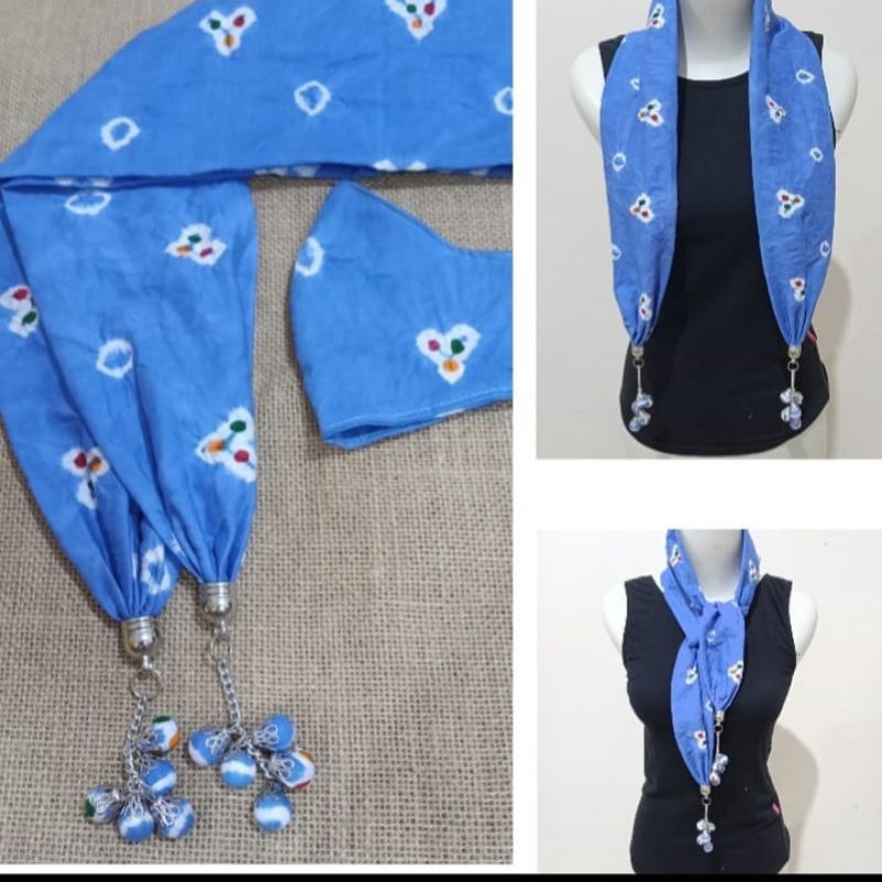 Kalung batik jumputan kalung syal scraft batik