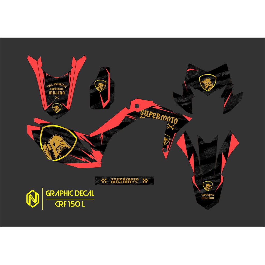 DECAL STICKER CRF 150L - DEKAL STIKER CRF 150L SUPERMOTO MILITAN HITS