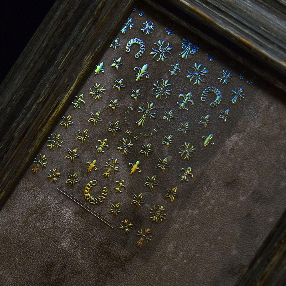 AUGUSTINA Agustina Nail Art Sticker Craft Retro Punk Cross Star Laser Silver Manicure Stiker Dekorasi Kuku