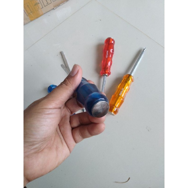 Obeng Ketok Bolak Balik 4 Inch Magnet Plus Minus Bening Murah Ples Min