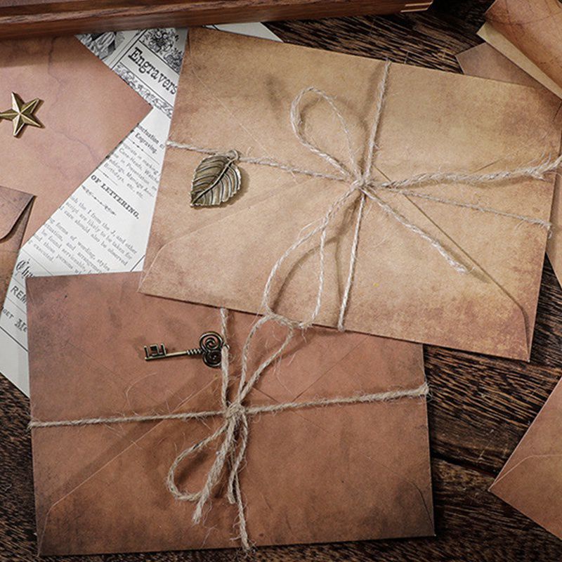 

set kertas surat vintage retro dengan tali & liontin/ amplop vintage Retro