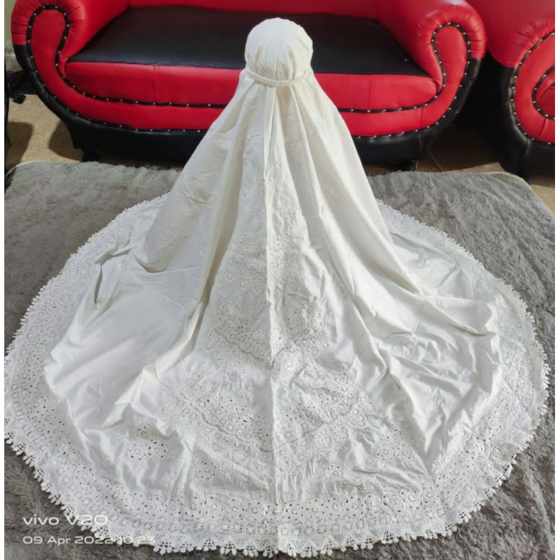 mukena bordir bukittinggi warna putih tulang