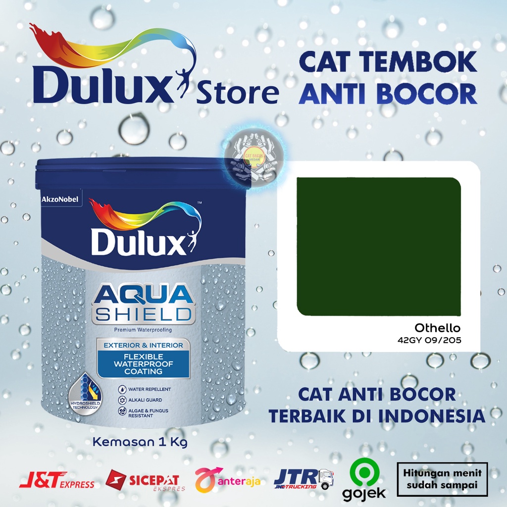 CAT TEMBOK ANTI BOCOR DULUX AQUASHIELD 2X LEBIH KUAT TAHAN CUACA WARNA OTHELLO 42GY 09/205 HIJAU TUA