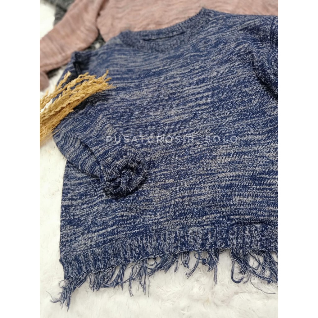 CUCI GUDANG!! FRINGE CROP SWEATER/ CROPTY RAJUT KNITED PUSATGROSIR_SOLO