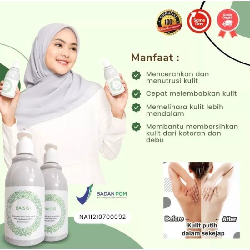 【BPOM】Vulkanik Mud Bath Milk BAISISI WHITENING PEMUTIH BADAN/sabun lumpur