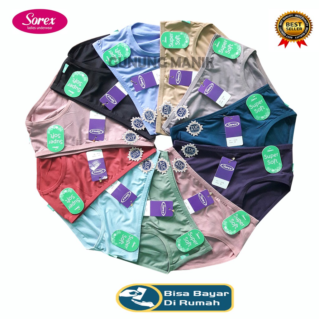 sorex super soft 1239 pakaian dalam wanita termurah bahan katun warna campur
