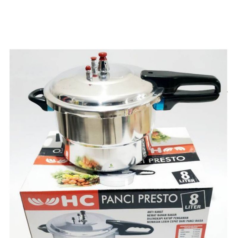 (GIBRO) Panci Presto 8 Liter - Pressure Cooker +Steamer / Kukusan 8 Liter - HC - MOEGEN - Happy Call