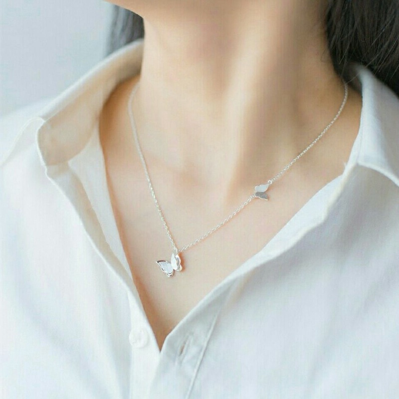 Online selebriti musim semi dan musim panas butterfly liontin kalung stainless steel sederhana dan s