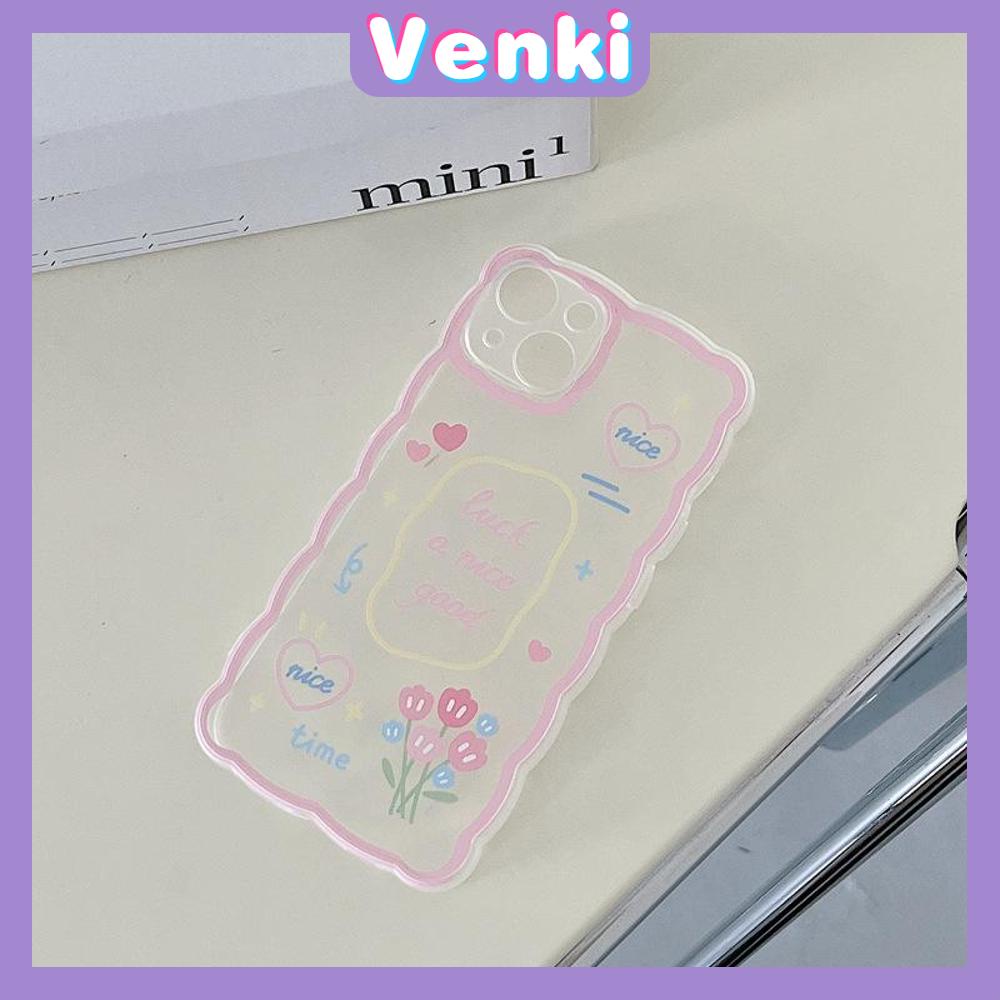 iPhone Case Silicone Soft Case Transparent Case Wave Non-Slip Shockproof Camera Full Coverage Protection Pink Flower for iPhone 13 Pro Max iPhone 12 Pro Max iPhone 11 iPhone 7 Plus