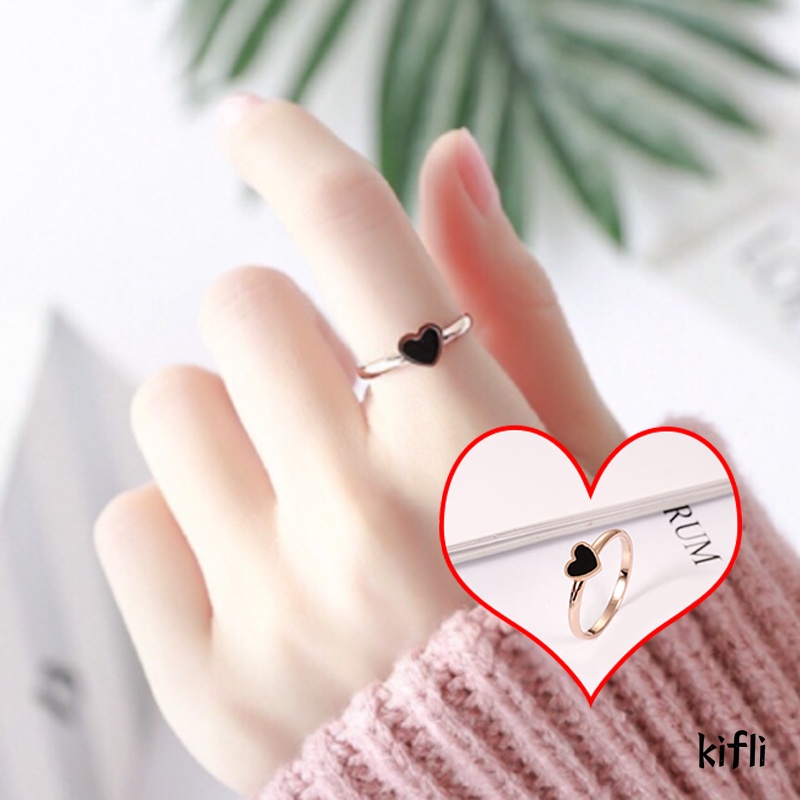 Cincin Bentuk Hati Bahan Titanium,Lapis Rose Gold Gaya Korea