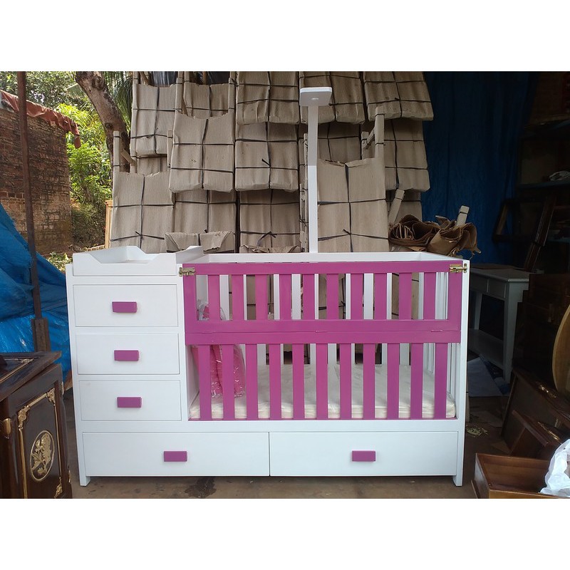 Box Bayi Putih duco pinky dengan laci mebel jepara