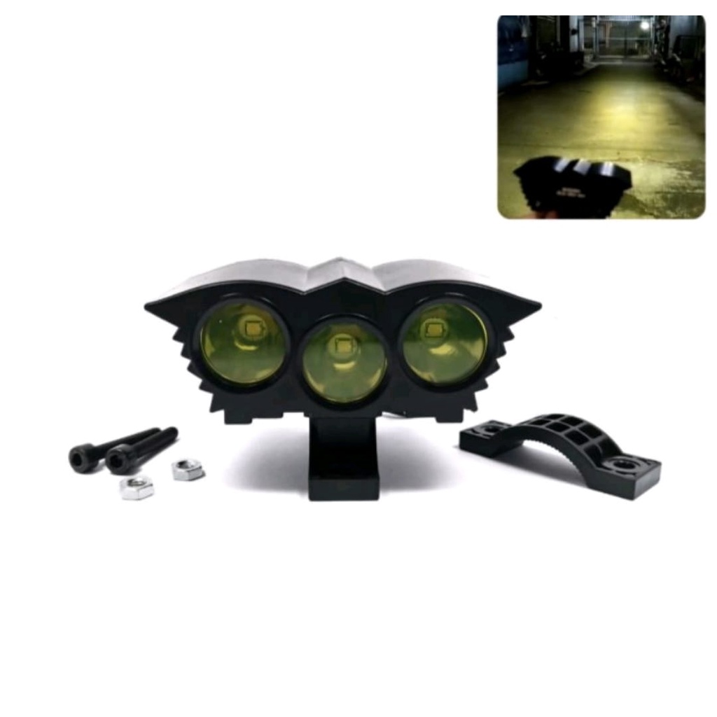 Lampu sorot LED model owl 3 mata/mata warn-kuning