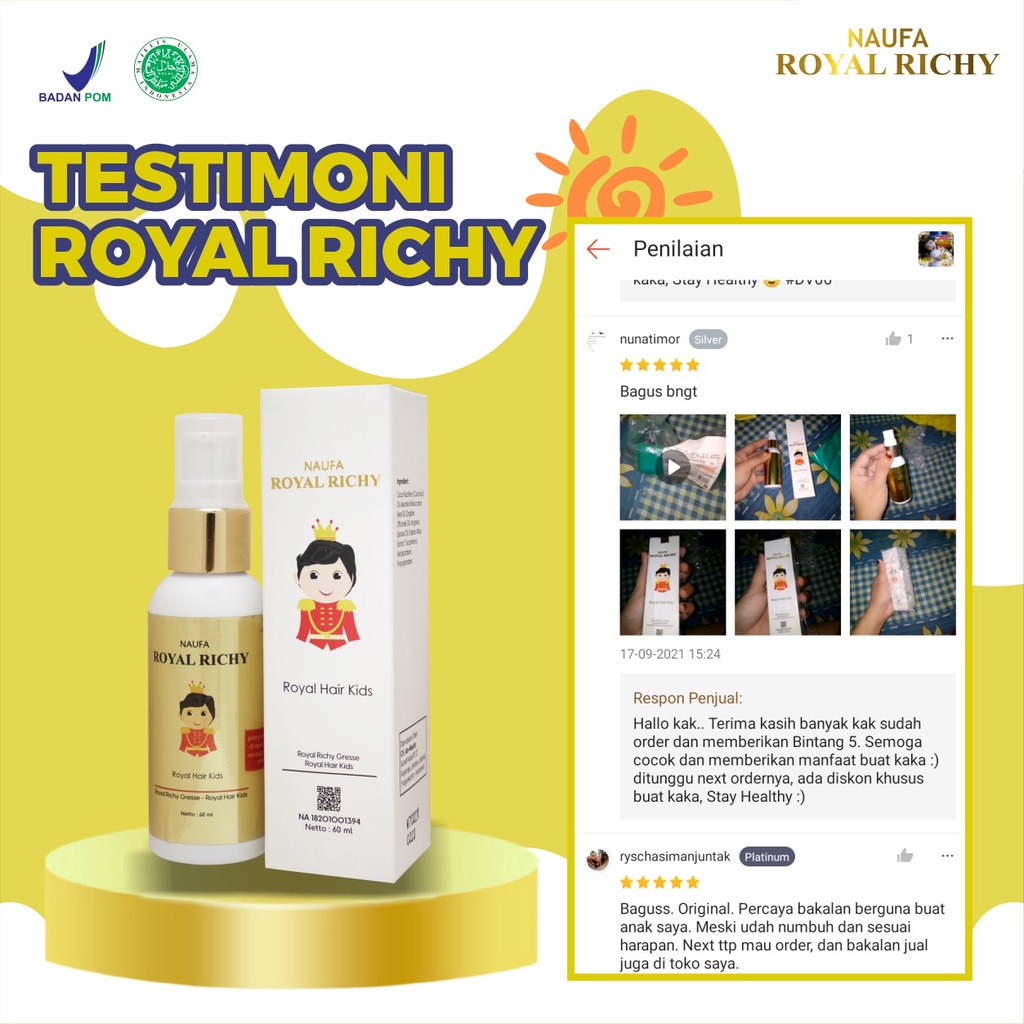 Naufa Royal Richy Serum Vitamin Penumbuh &amp; Perawatan Rambut Bayi / Anak Cepet Tumbuh Subur Sehat