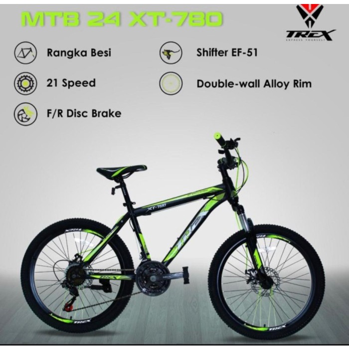 Sepeda Gunung MTB 24 Inch Trex XT 780 Mountain Bike Garansi Resmi SNI