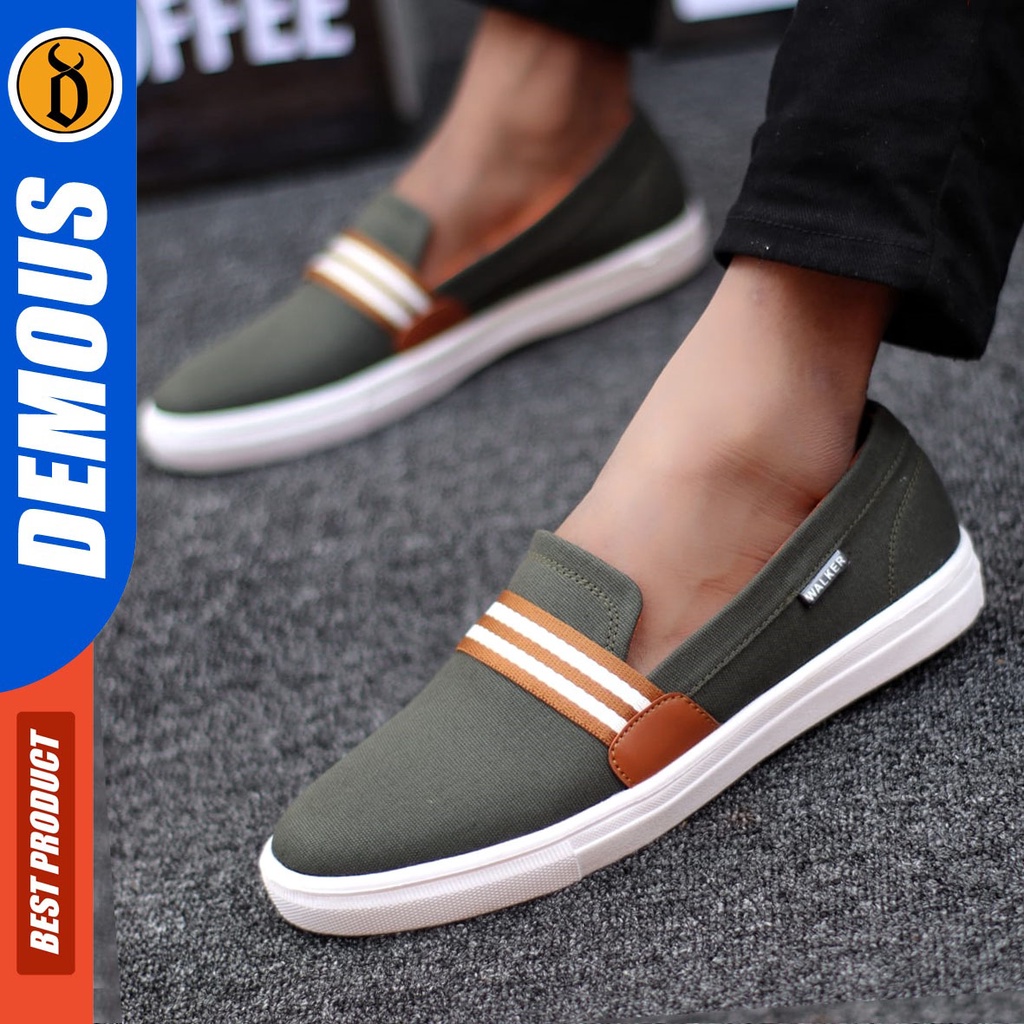 DEMOUS Nue - Sepatu Slip On Casual Slop Pria Kulit Pu