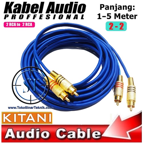 Kabel Rca 2 ke 2 KITANI Audio / Video Jack Gold Platinum Merah Hitam Cable 2-2 2RCA Ukuran Panjang 1 Sampai 5 Meter