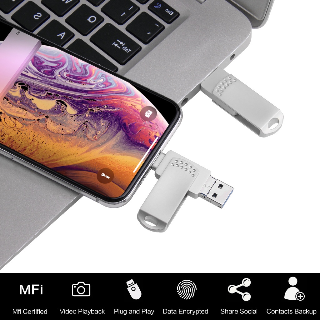 Original 3 In 1 Flash Drive USB OTG Untuk iPhone 8x11 12 Pro ipad