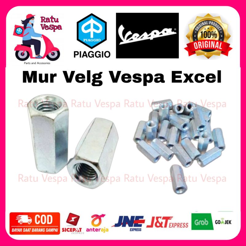 Baut Mur 13 panjang Velg Vespa Excel sambungan Dop Velg EXCEL