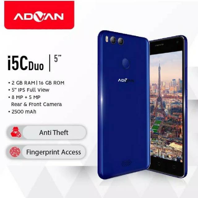 ADVAN i5C DUO FINGERPRINT RAM 2GB/16GB GARANSI RESMI ADVAN